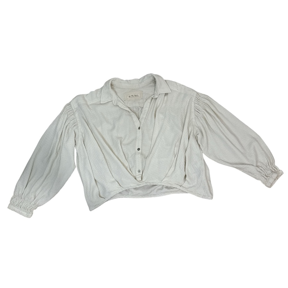 We The Free Ivory Rockaway Oversized Crop Shirt Medium - Picture 9 of 11